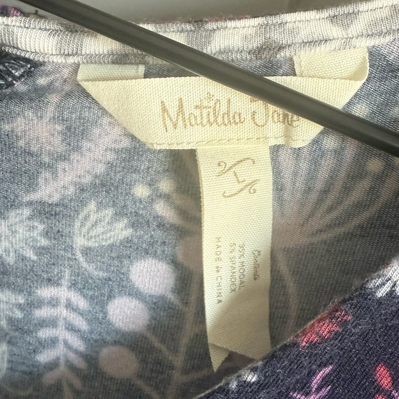 Matilda Jane Resolution Navy Floral Long Sleeve Jersey Trapeze Dress Size Large - Picture 7 of 12